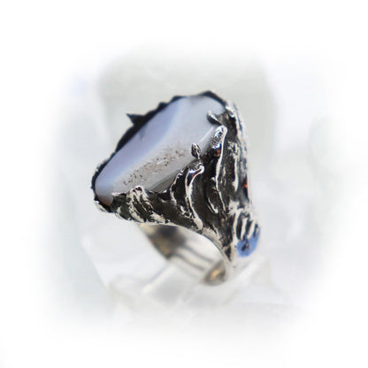 Ocean Waves Ring with Natural Amethyst Stone one of a kind