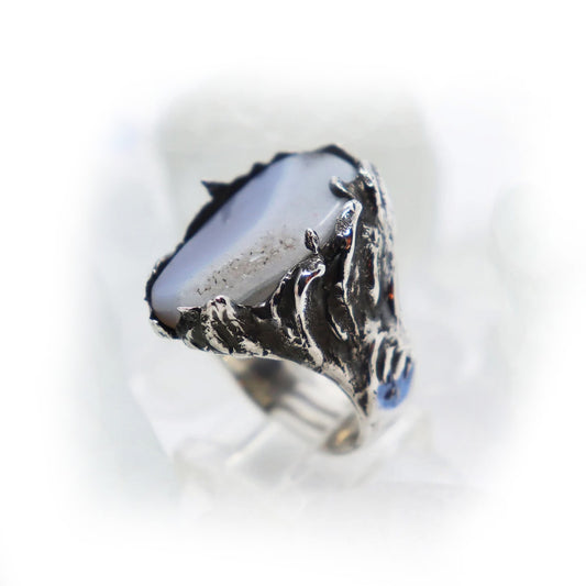 Ocean Waves Ring with Natural Amethyst Stone one of a kind