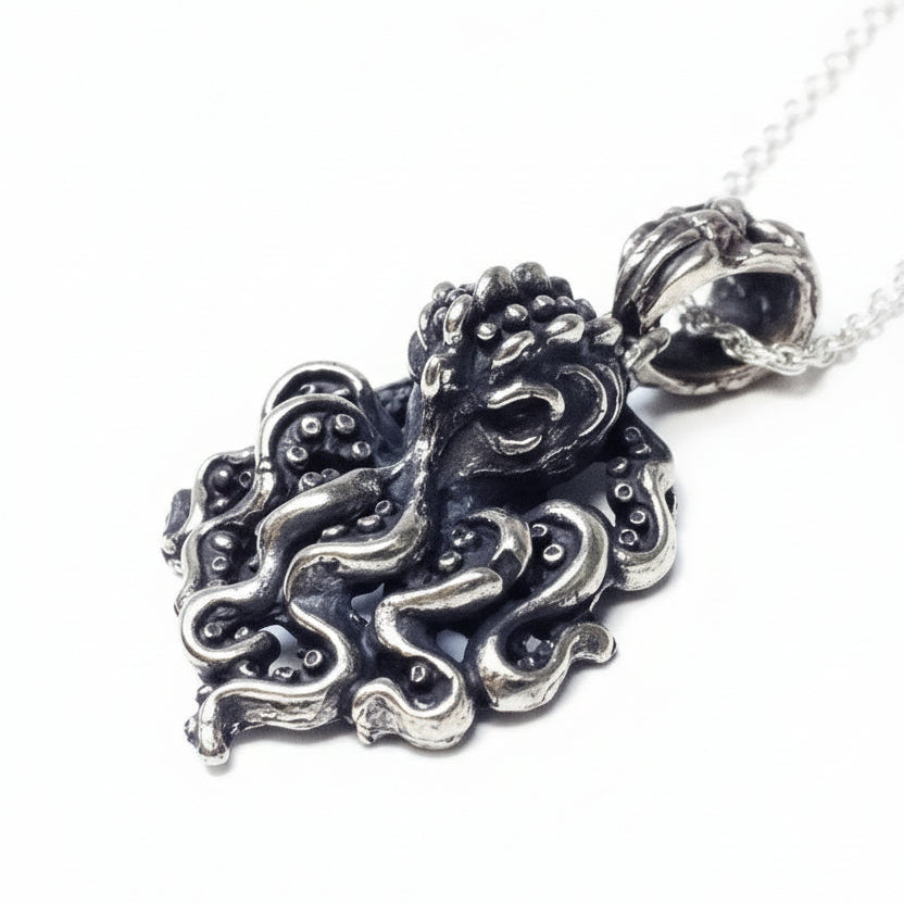 Octopus Rock Star Sterling Silver Pendant