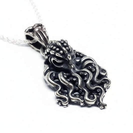 Octopus Rock Star Sterling Silver Pendant