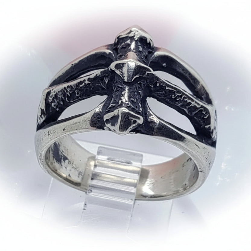 Old English Cross Sterling Silver Ring