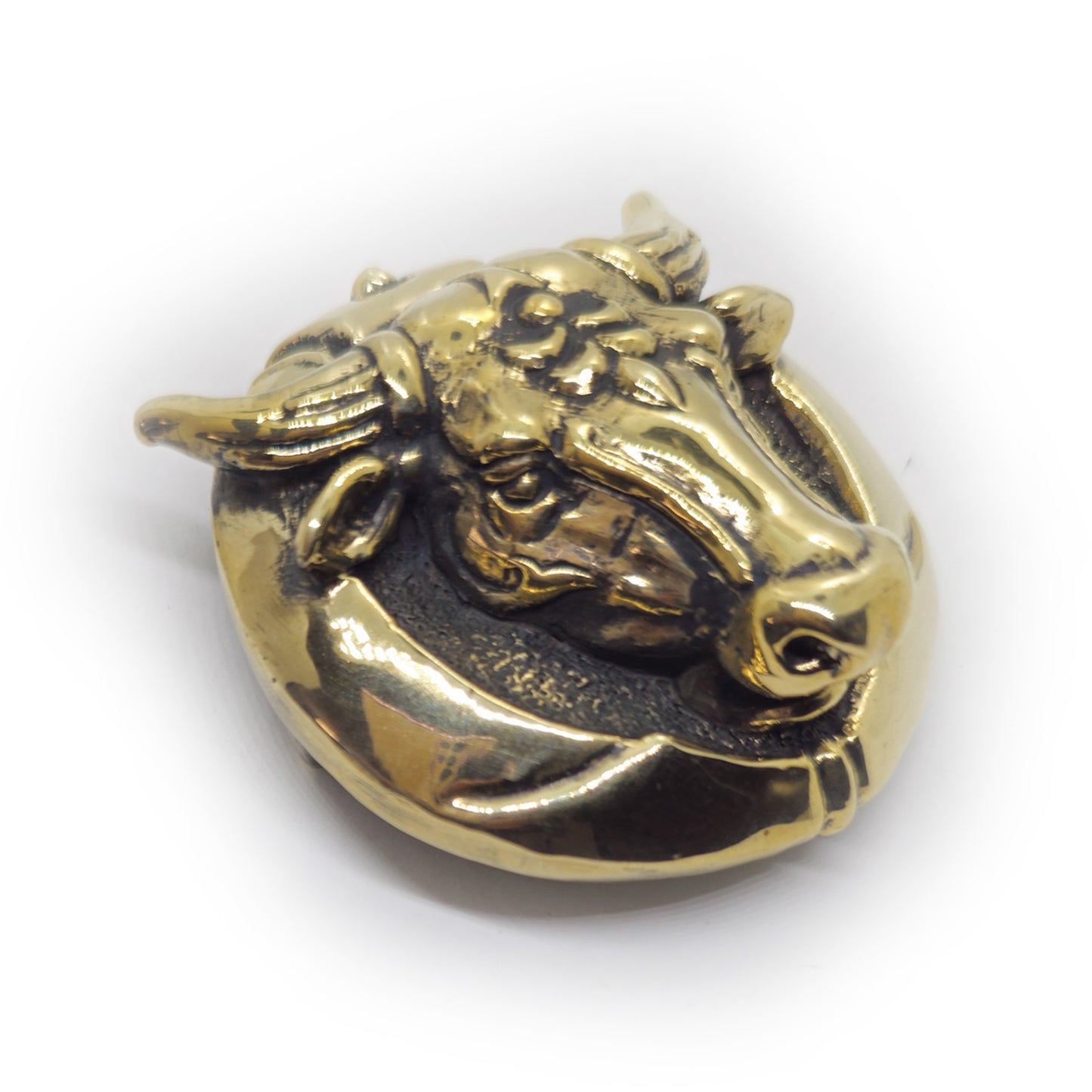 Ox Head Round Brass Belt Buckle