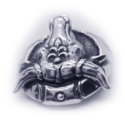 Ox Head Round Sterling Silver Belt Buckle