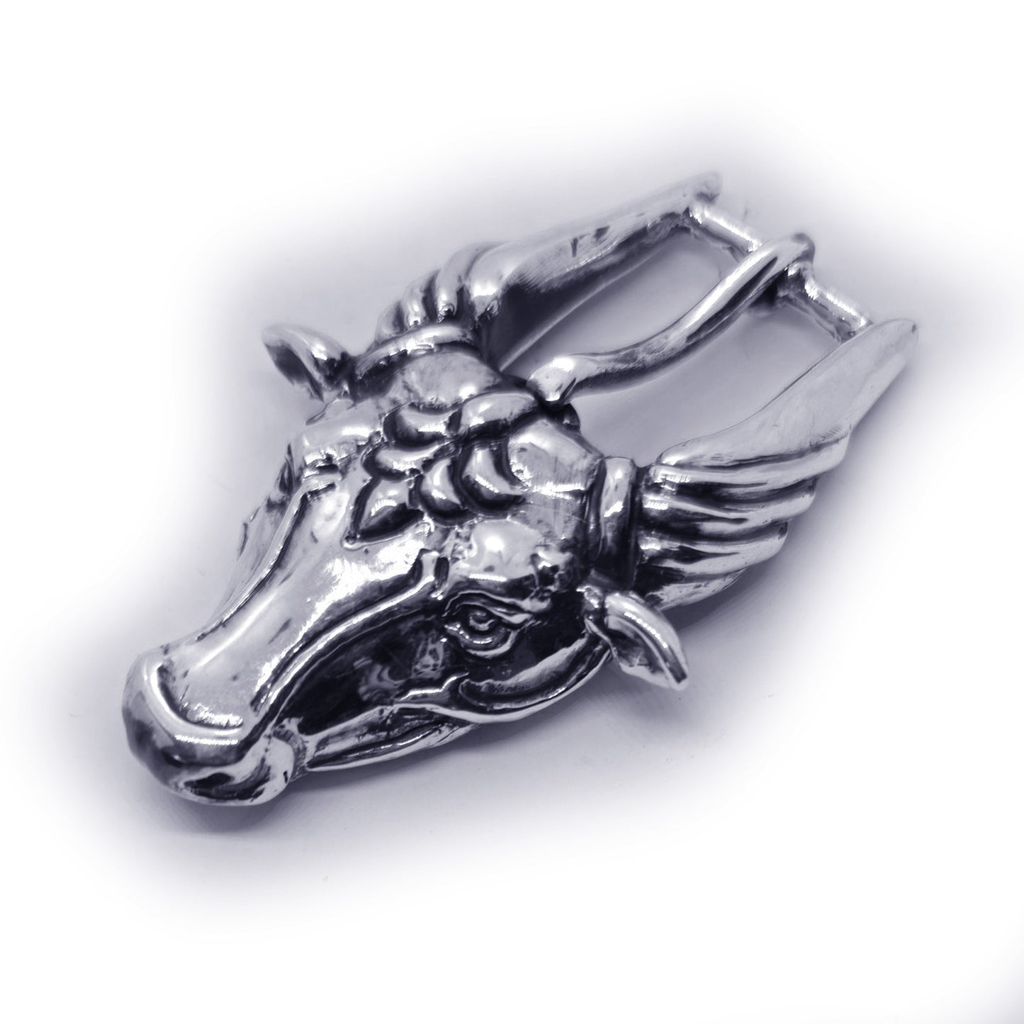 Ox Head Sterling Silver Belt Buckle