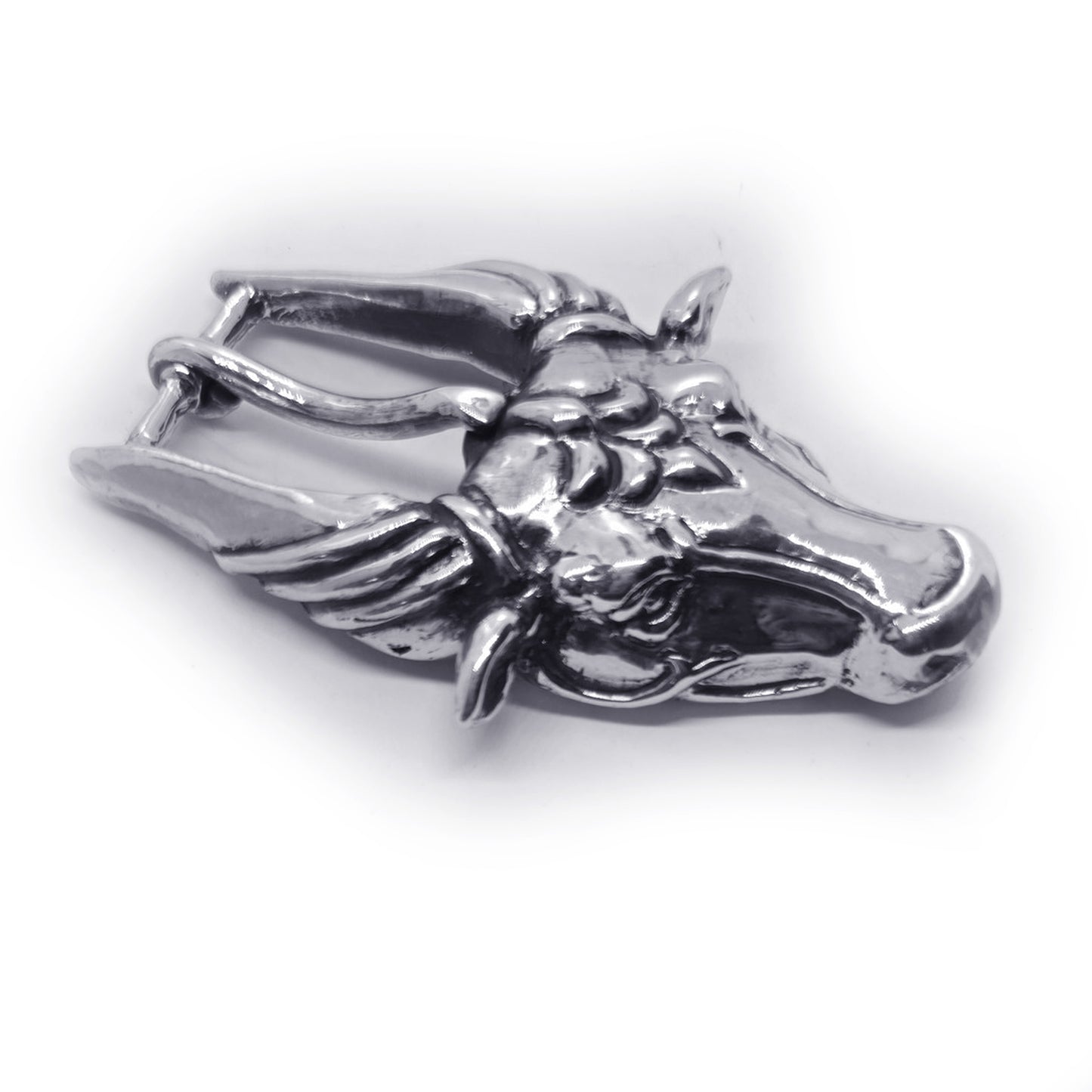 Ox Head Sterling Silver Belt Buckle