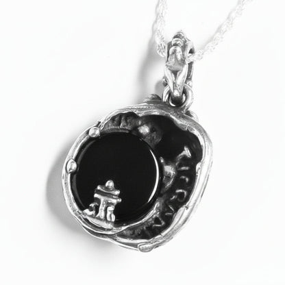Panda With Onyx Stone Sterling Silver Pendant