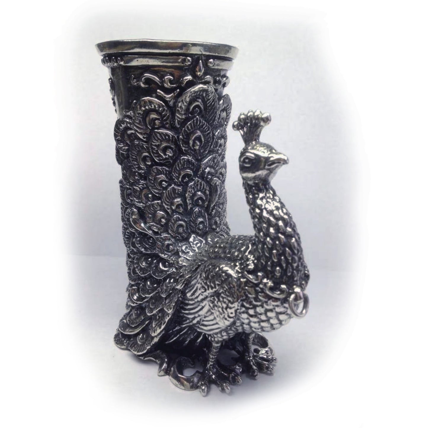 Peacock Sterling Silver Cup