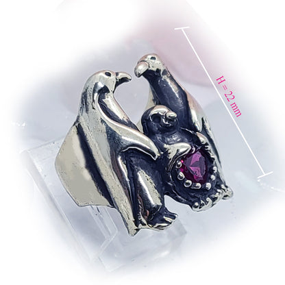 Penguin Family with Heart Shape CZ Stone Ring