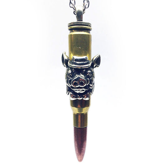 Pig Year Zodiac Love Bullet Silver Pendant