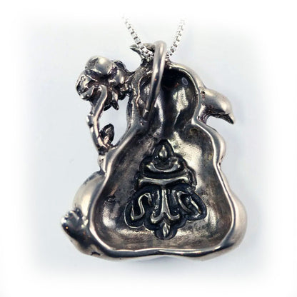 Pig with Flower Sterling Silver Pendant