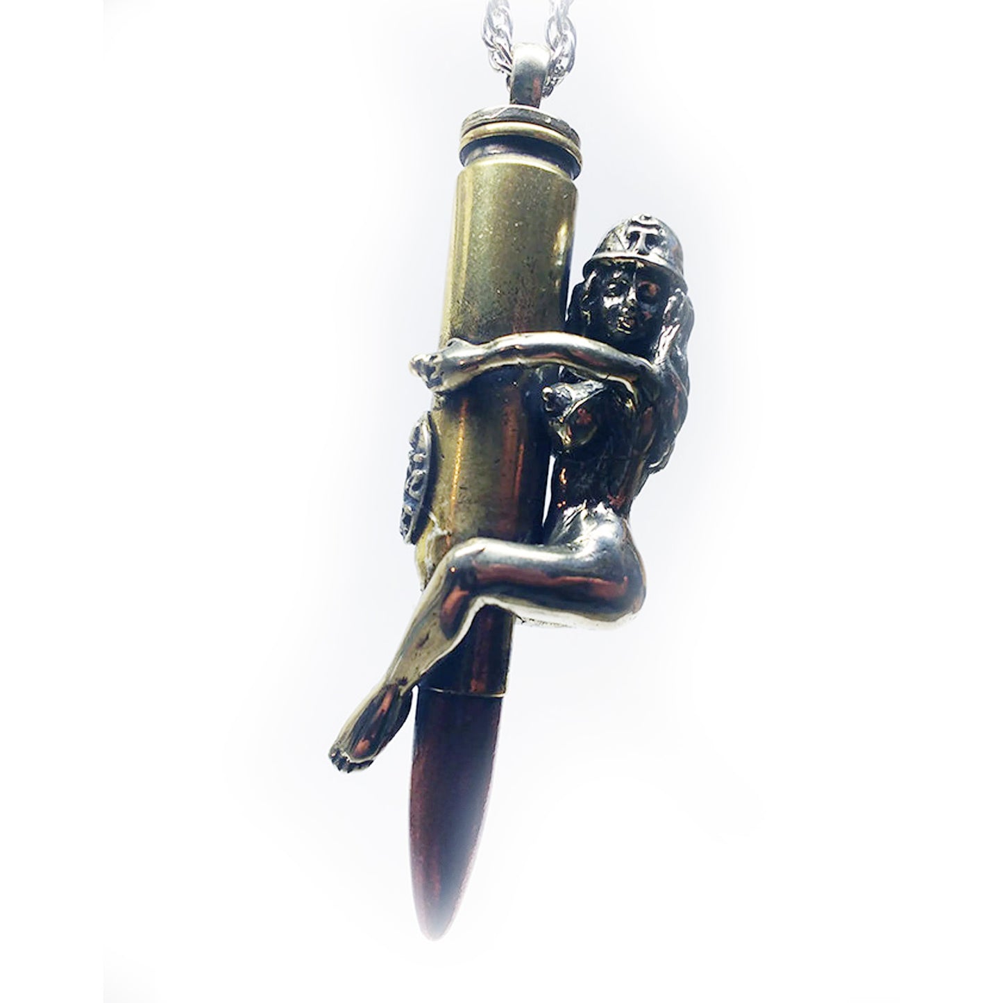 Pin Up Girl Love Bullet Silver Pendant