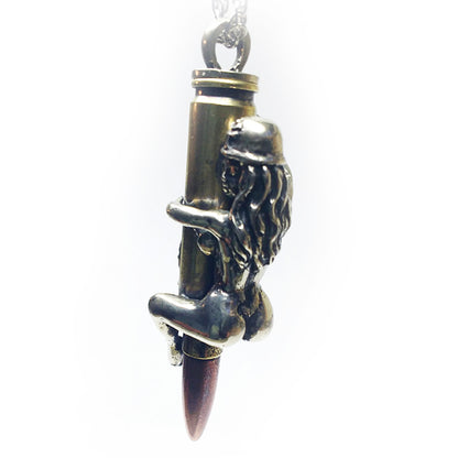 Pin Up Girl Love Bullet Silver Pendant