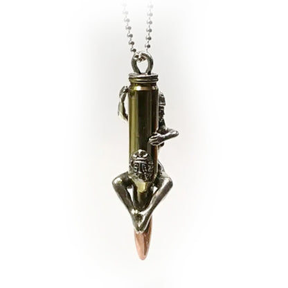 Pin Up Girl Love Bullet Silver Pendant
