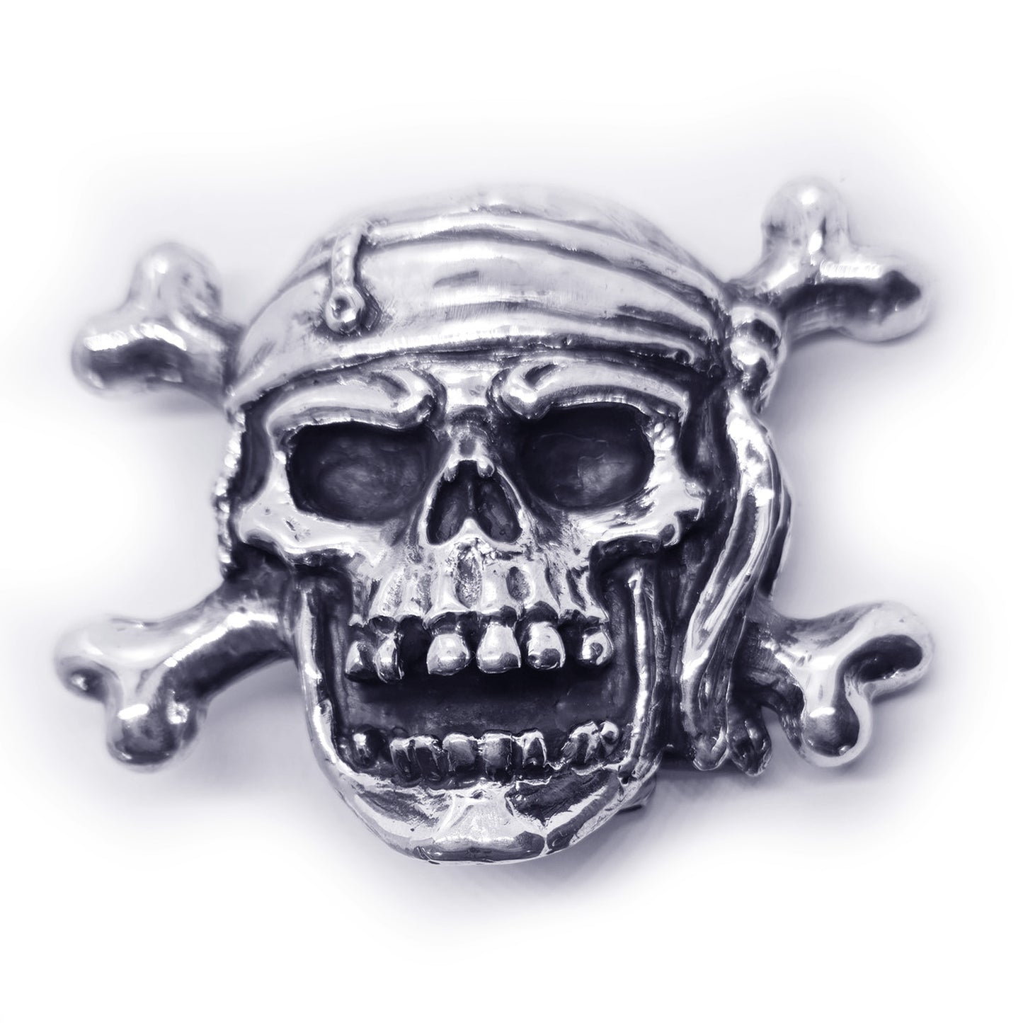 Pirate of 18 Century Skull Sterling Silver Belt Buckle
