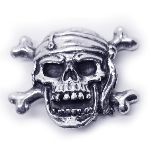 Pirate of 18 Century Skull Sterling Silver Belt Buckle