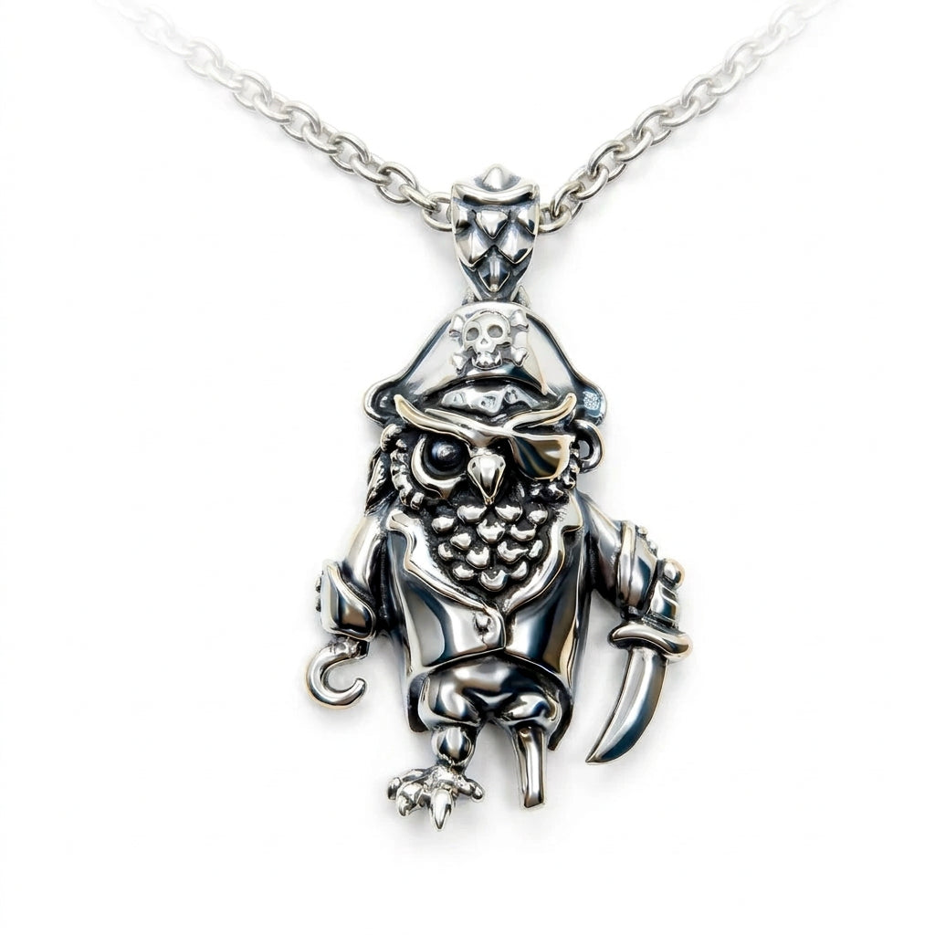 Pirate Owl Sterling Silver Pendant