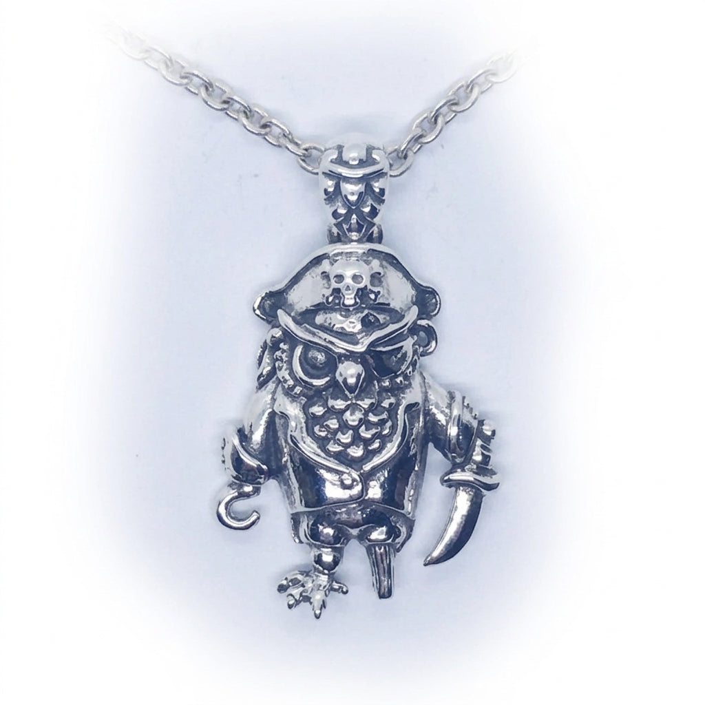 Pirate Owl Sterling Silver Pendant