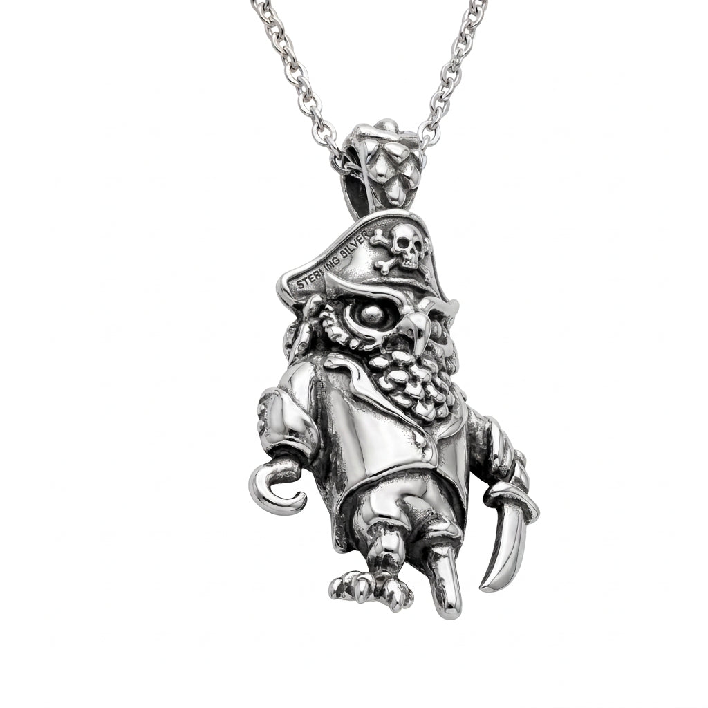Pirate Owl Sterling Silver Pendant