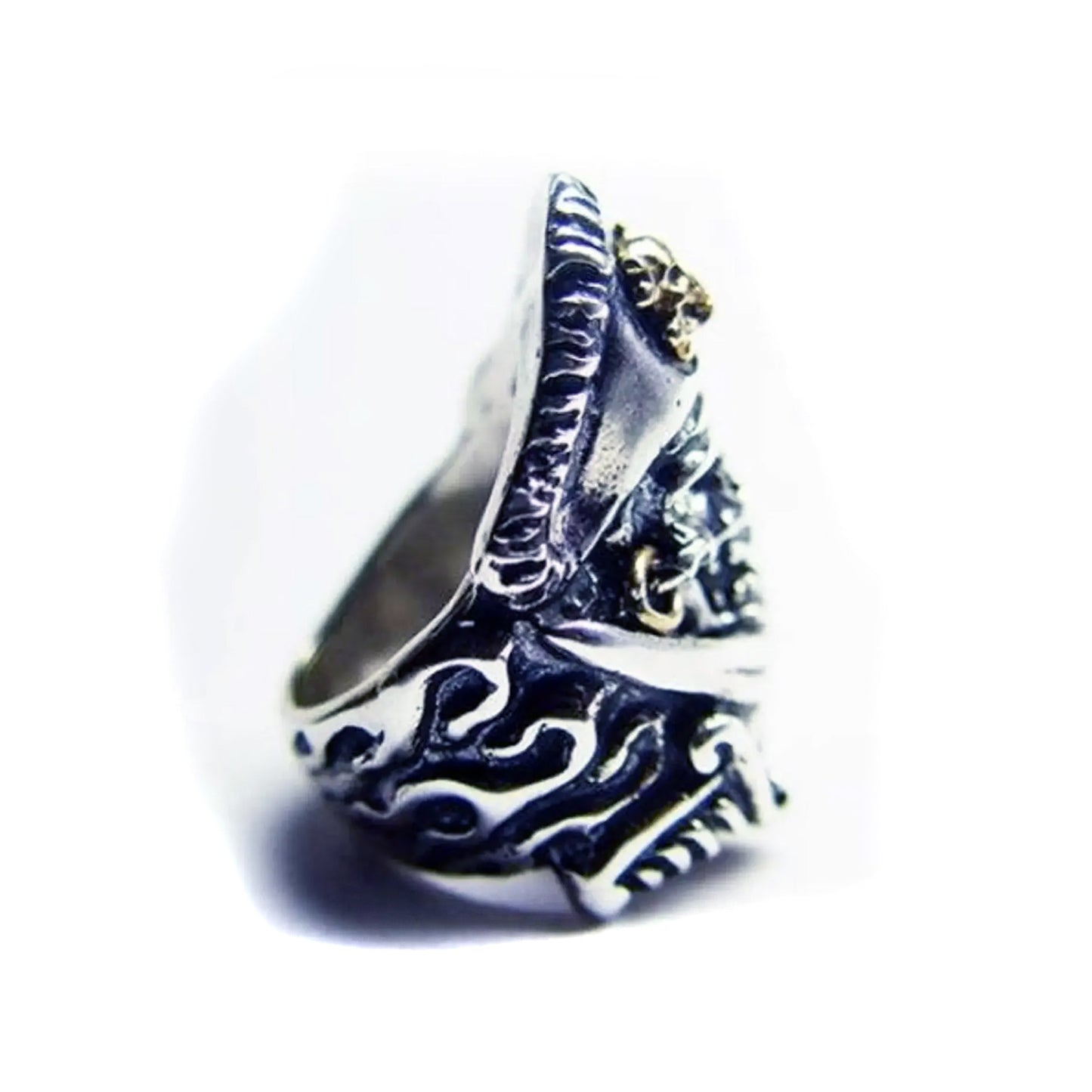 Pirate Skull with Crossed Swords Sterling Silver and Bronze Ring