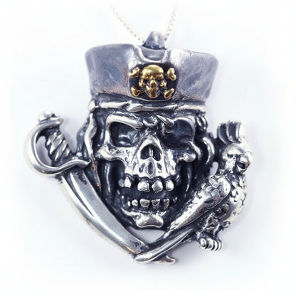 Pirate and Parrot Sterling Silver Pendant