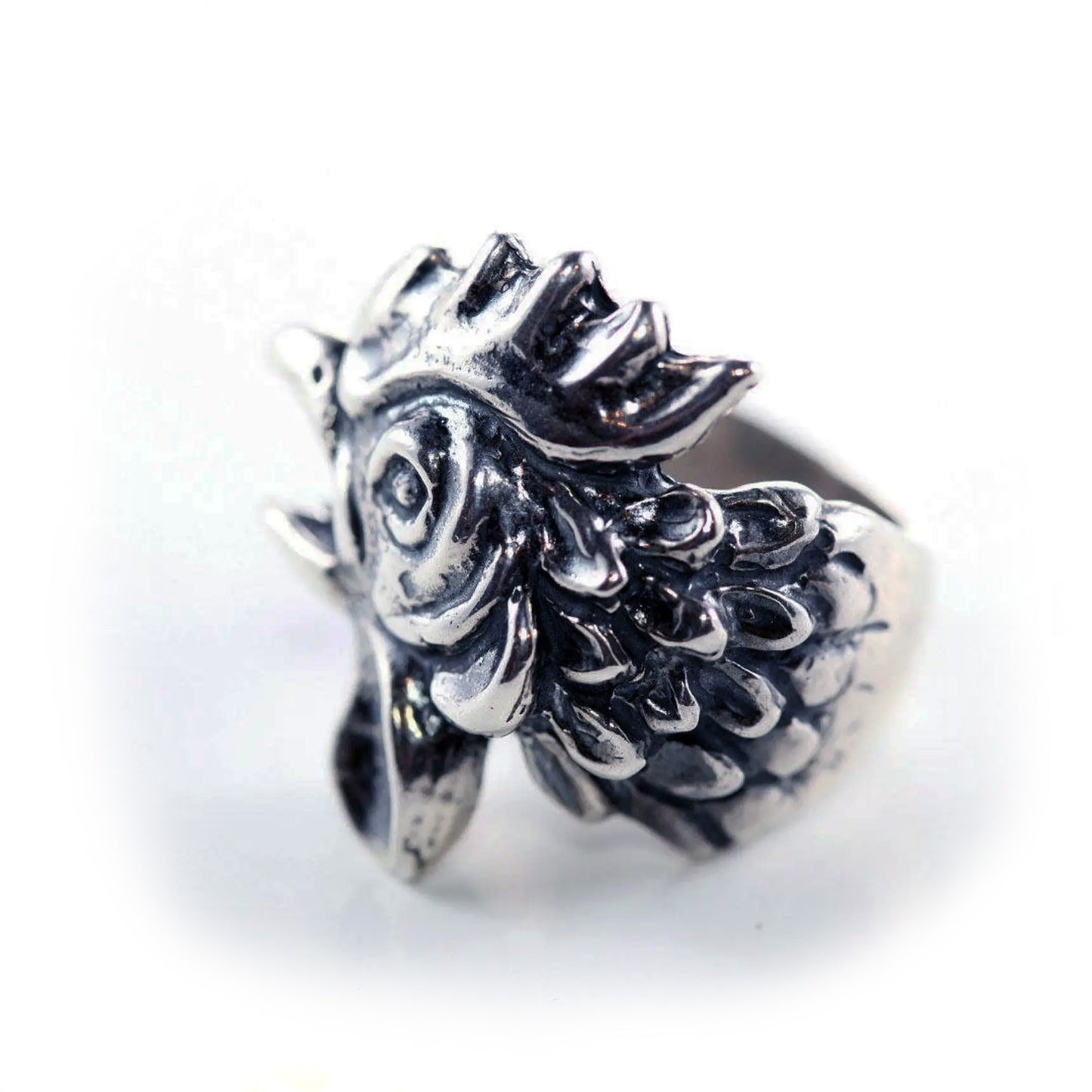 Rooster Pitukgh Head Sterling Silver Ring