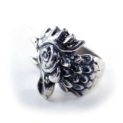 Rooster Pitukgh Head Sterling Silver Ring
