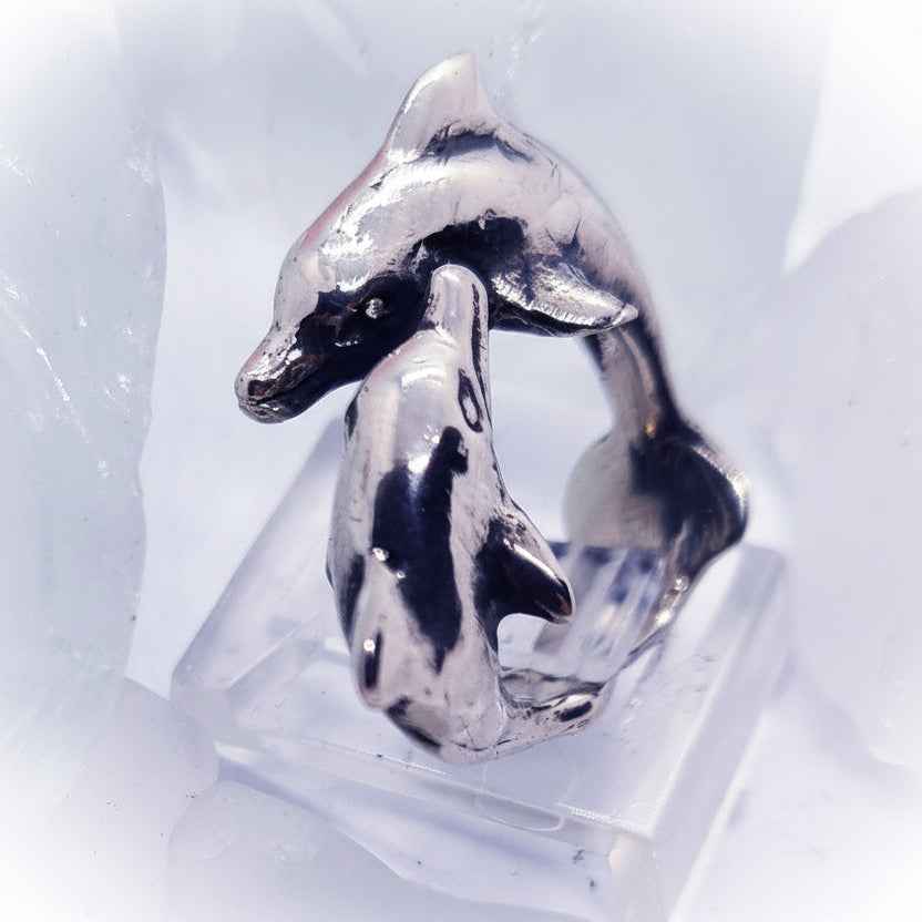 Playing Dolphins Sterling Silver Ring