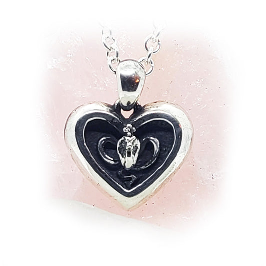 Poison Cobra In Heart Sterling Silver Pendant