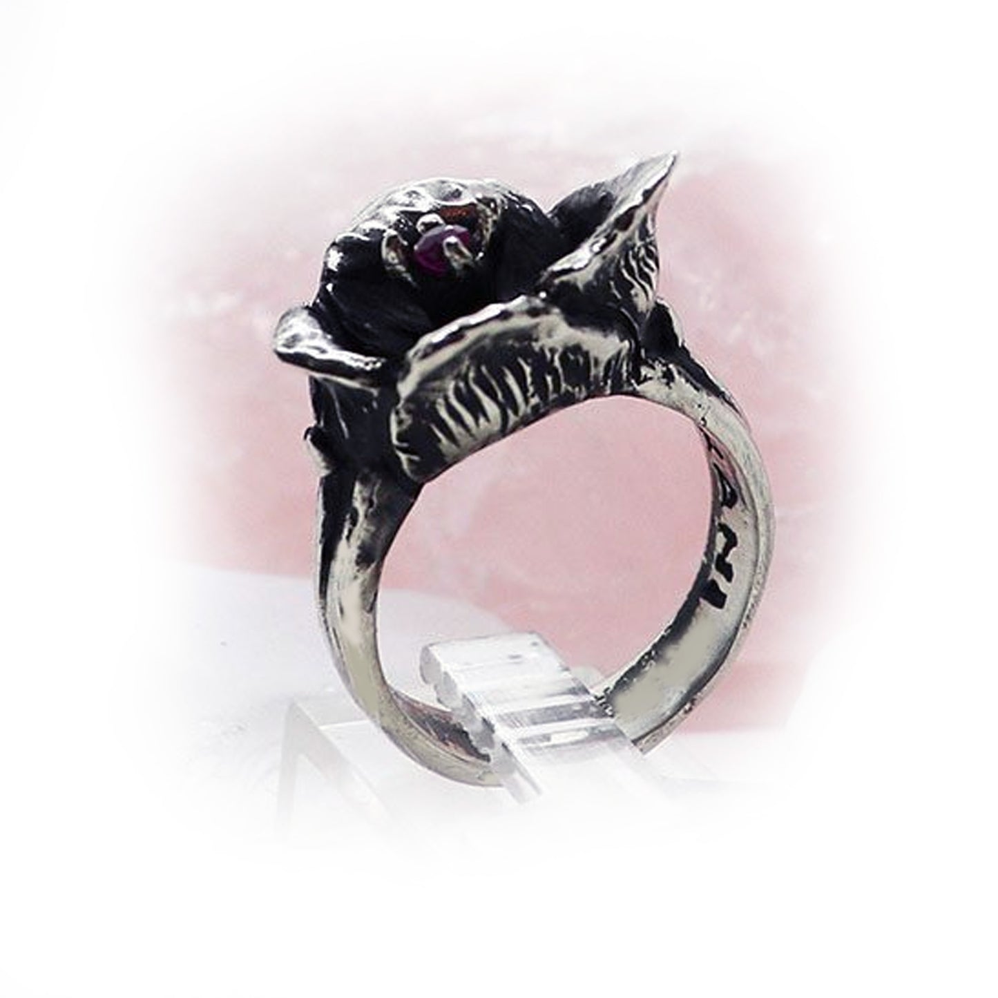 Poison Flower with Ruby Sterling Silver Ring