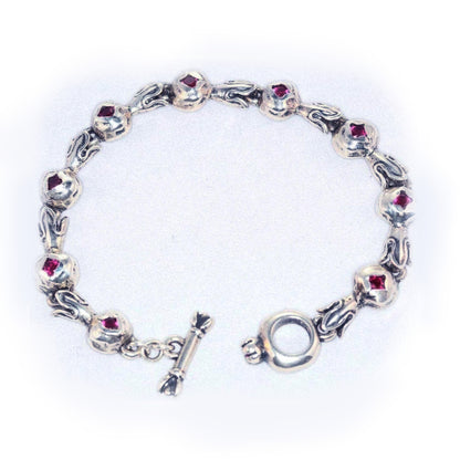 Pomegranate Sterling Silver Charm Bracelet V1