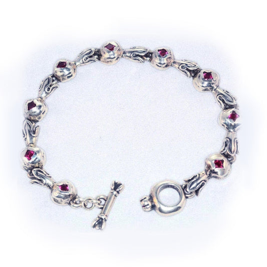 Pomegranate Sterling Silver Charm Bracelet V1