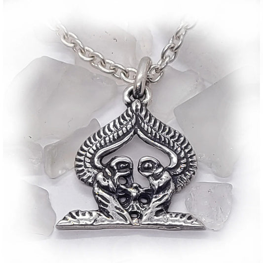 Praying Angels making Shadow of Jesus Christ Sterling Silver Pendant