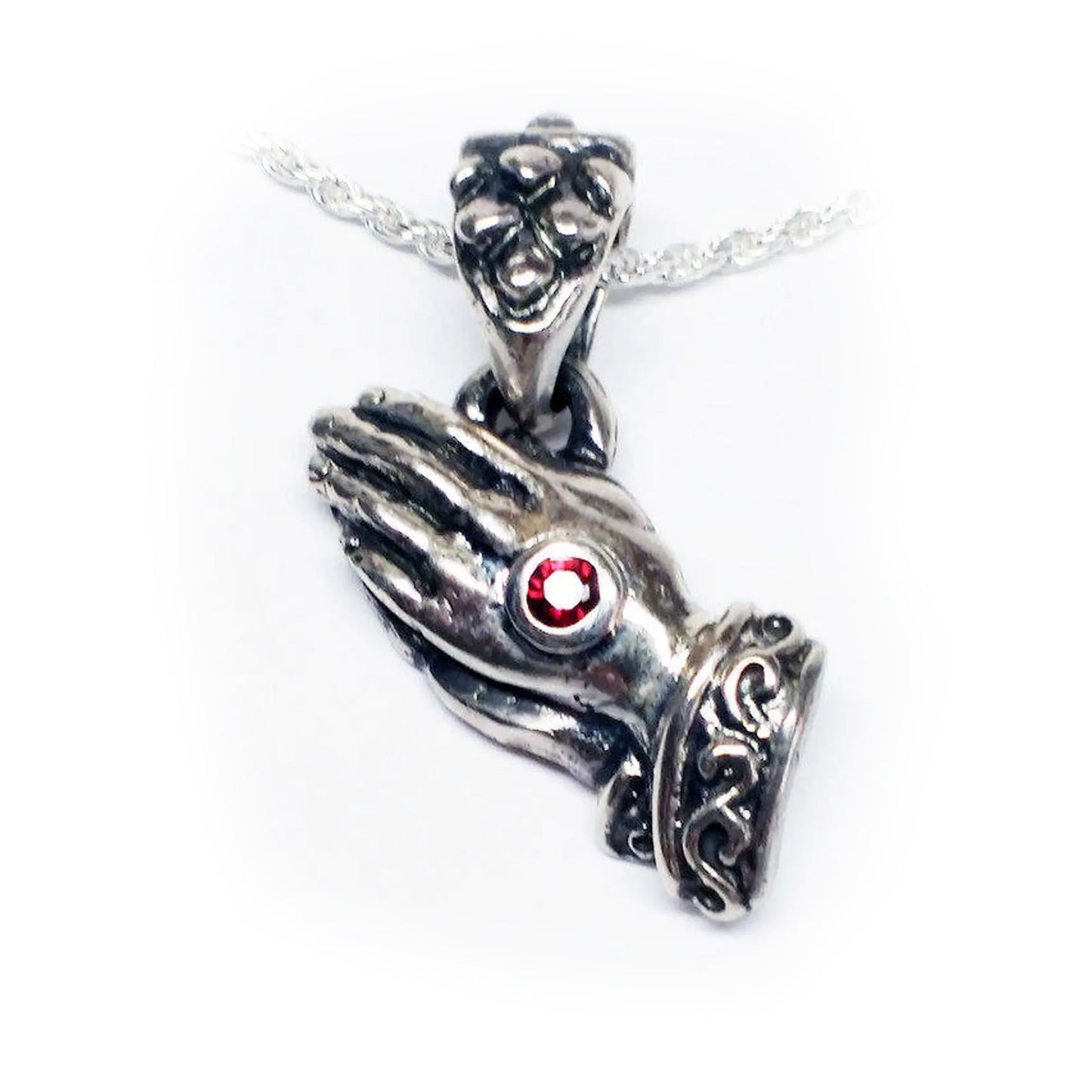 Praying Hands Sterling Silver Pendant V1