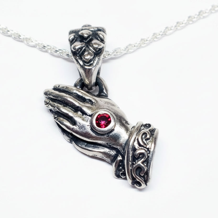 Praying Hands Sterling Silver Pendant V1