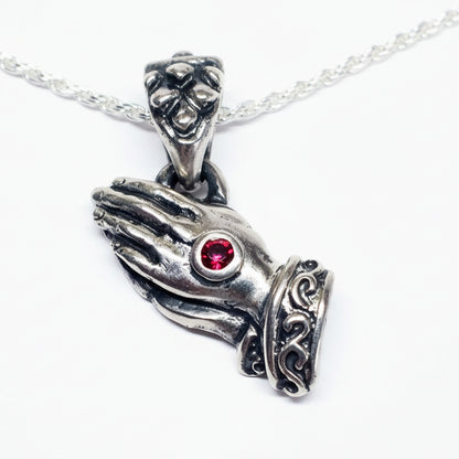 Praying Hands Sterling Silver Pendant V1