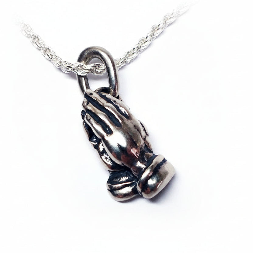Praying Hands Sterling Silver Pendant V2