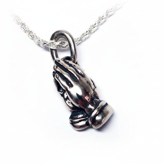 Praying Hands Sterling Silver Pendant V2