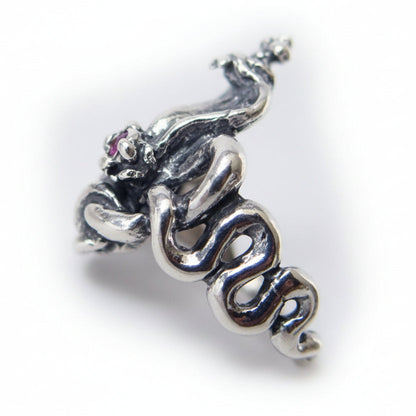 King Cobra with Rubies Sterling Silver Ring