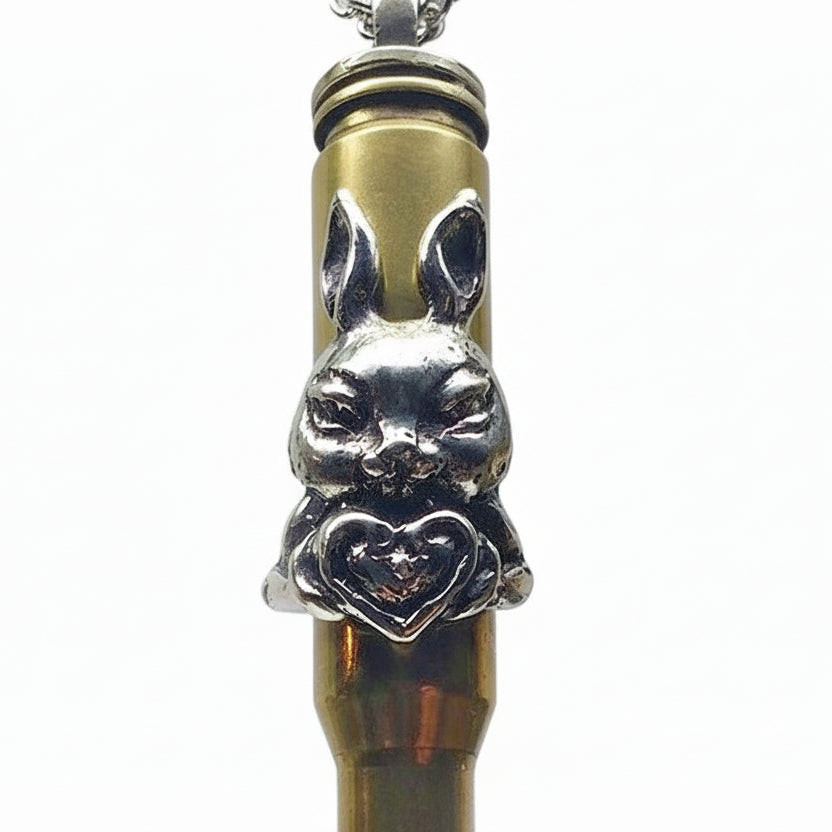 Rabbit Year Zodiac Love Bullet Silver Pendant