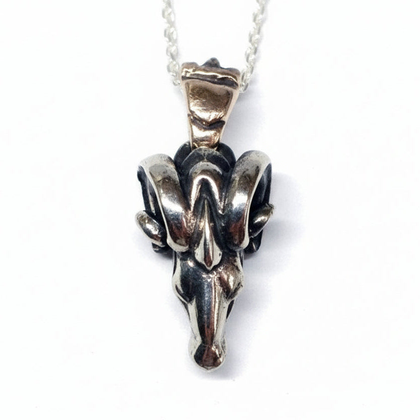 Ram Head Sterling Silver Pendant V1