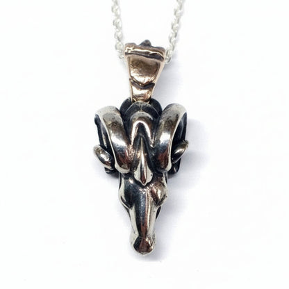 Ram Head Sterling Silver Pendant V1