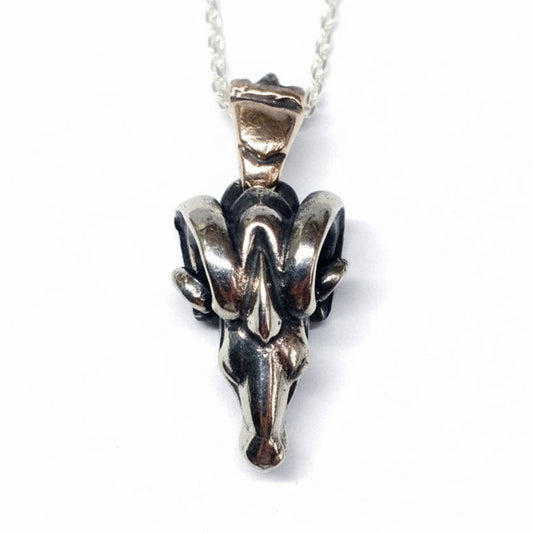 Ram Head Sterling Silver Pendant V1