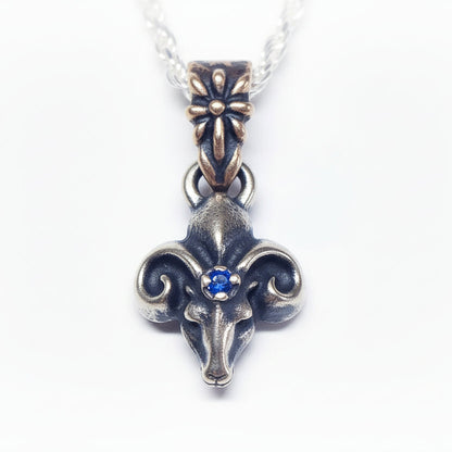 Ram Small Silver Pendant Sapphire