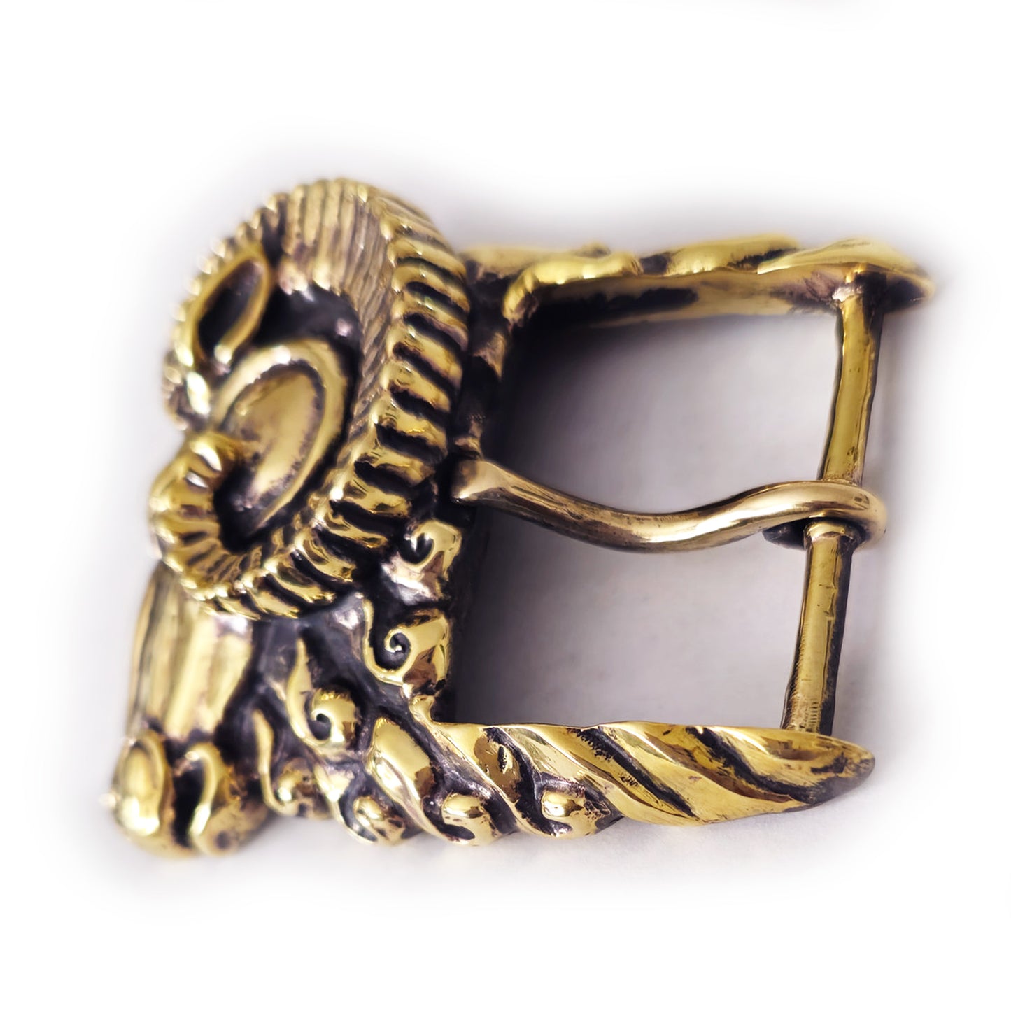 Ram Aries Head Brass Belt Buckle