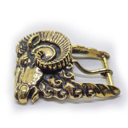 Ram Aries Head Brass Belt Buckle