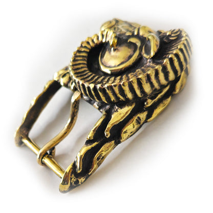 Ram Aries Head Brass Belt Buckle