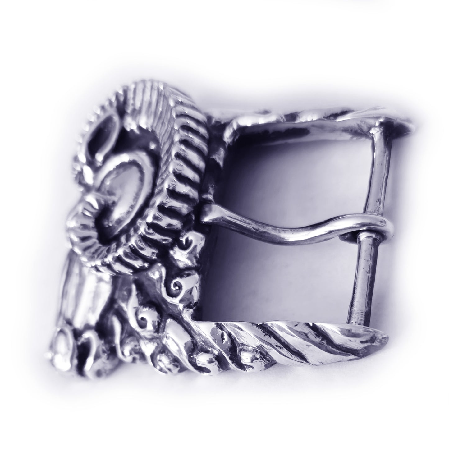Ram Aries Head Sterling Silver Belt Buckle