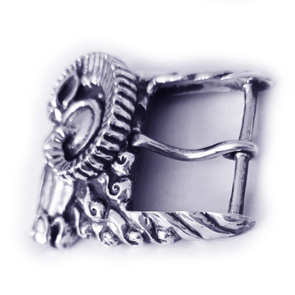 Ram Aries Head Sterling Silver Belt Buckle