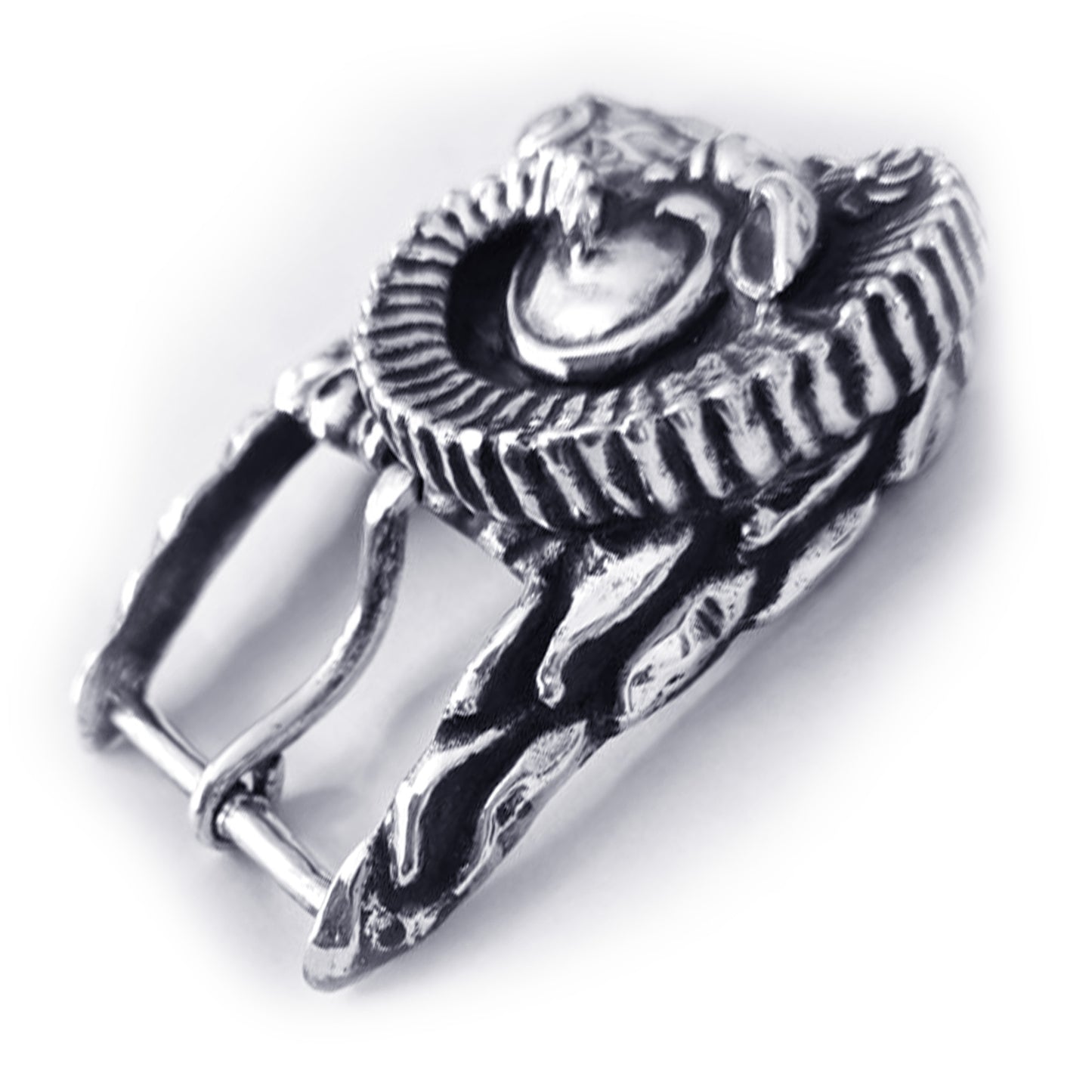 Ram Aries Head Sterling Silver Belt Buckle