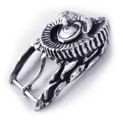 Ram Aries Head Sterling Silver Belt Buckle
